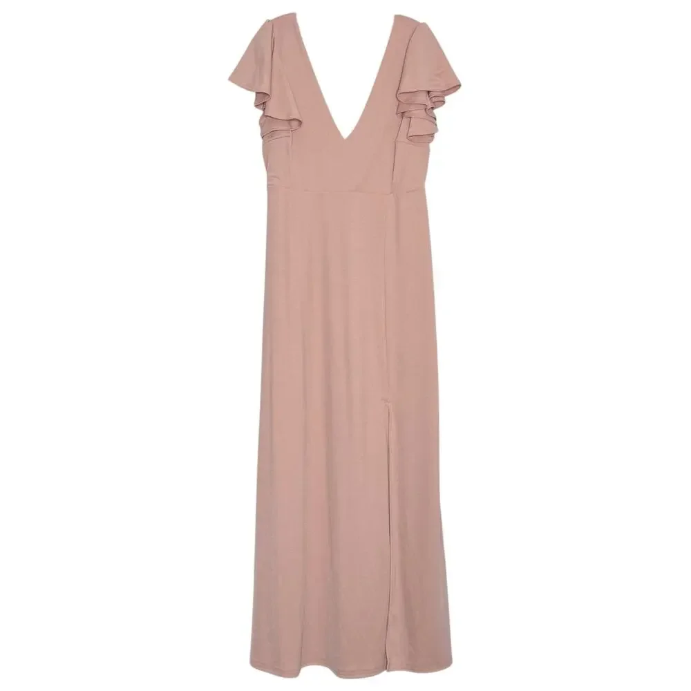 Birdy Grey Dress Bridesmaid Romantic Elegant Minimalist Cottage Formal Maxi XL